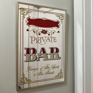 Vintage 80s Private Bar Mirror Sign Made In Japan | 12” x 18”